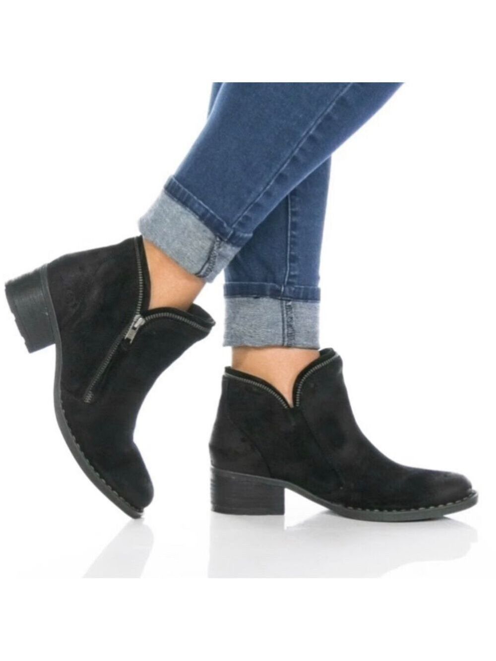 Women’s Born Montoro Black Distress Leather Boots 6 US!